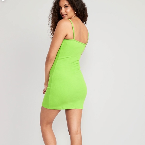 NWT OLD NAVY Fitted Rib-Knit Cami Mini Dress Color: Green - Picture 2 of 4